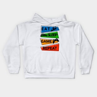 EAT SLEEP GAME REPEAT Kids Hoodie